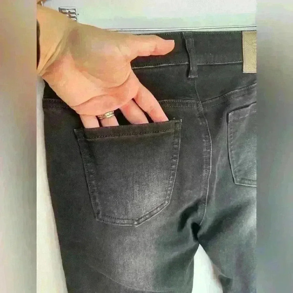 Women’s Peppered Denim black pants fringe ankle hem size 26 zip closure - Picture 10 of 15